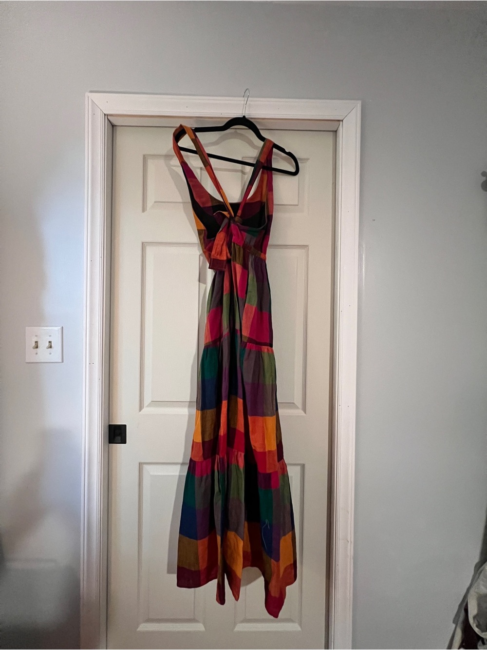 Rujuta Sheth Multicolor Plaid Maxi Dress - Sleeveless Tiered Summer Dress - Picture 5 of 8